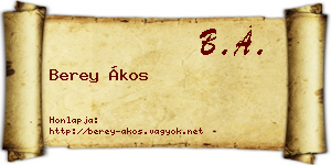 Berey Ákos névjegykártya